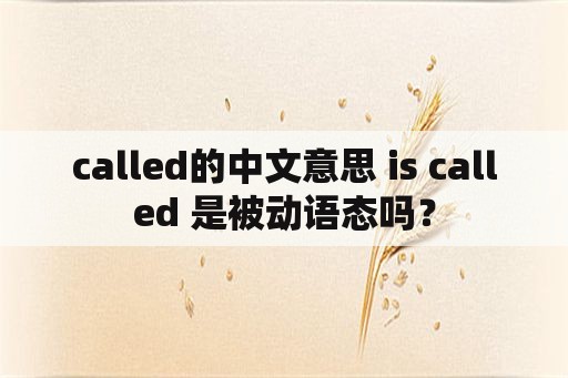called的中文意思 is called 是被动语态吗？