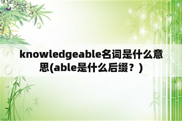 knowledgeable名词是什么意思(able是什么后缀？)