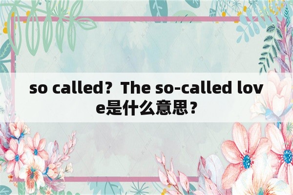 so called？The so-called love是什么意思？