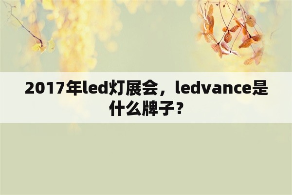 2017年led灯展会，ledvance是什么牌子？